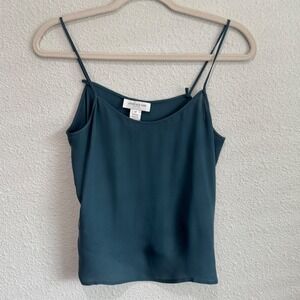 VTG Y2K Jones New York Petite Teal Silk Camisole Tank Top 8P Dainty Fairycore
